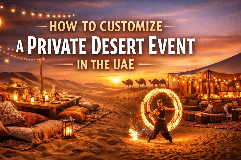 Guests gathered for the surprise birthday reveal, Al Khatim desert