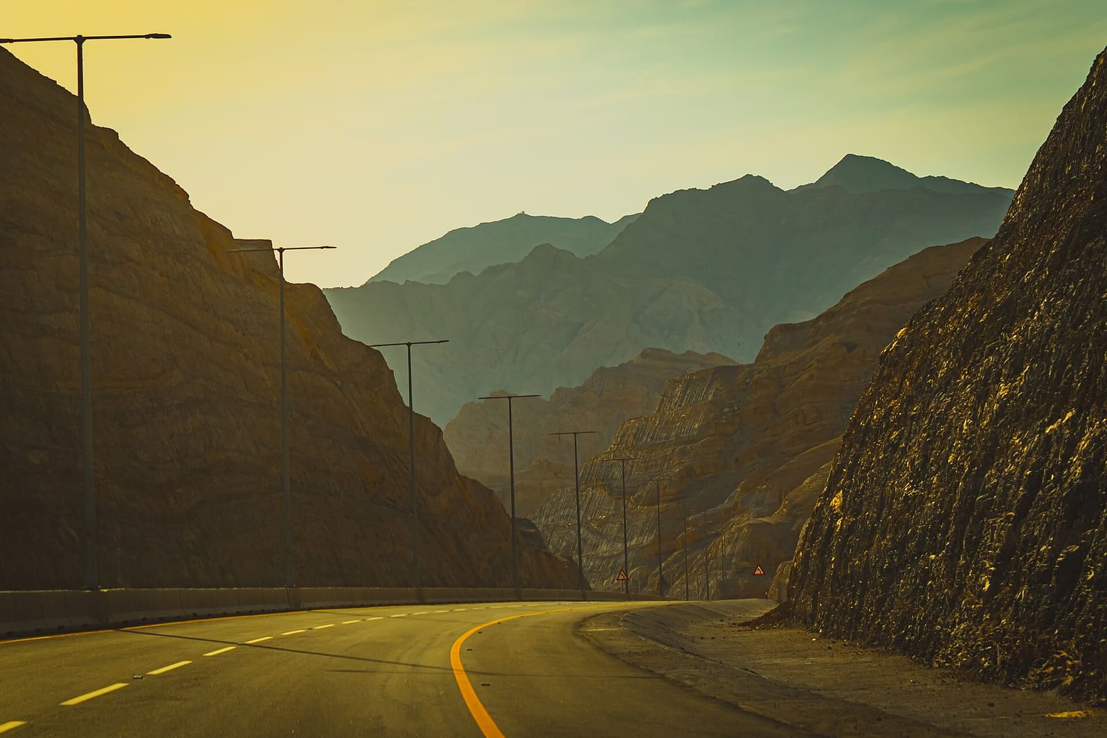 The mountain road climbing Jebel Jais in Ras Al Khaimah