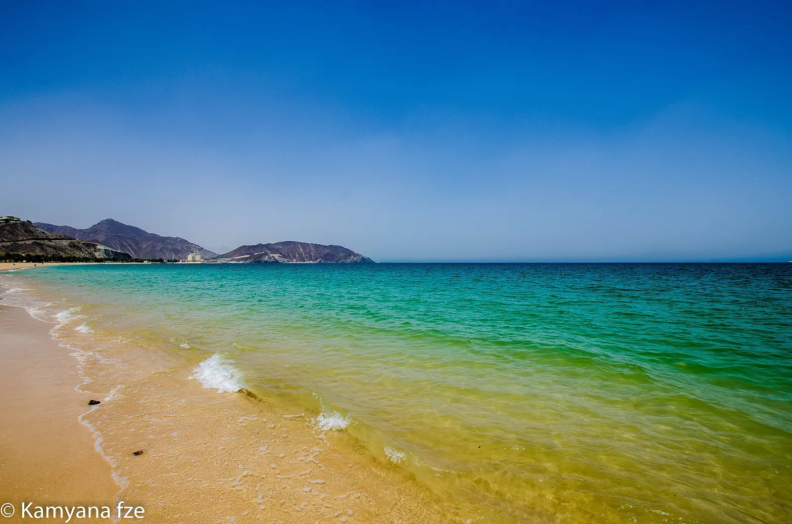 Khor Fakkan for Corporate Groups: A Day on the East Coast Turquoise water and sand at Khor Fakkan